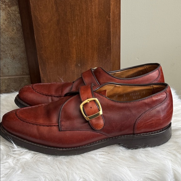 Allen Edmonds reddish brown leather Cornell buckle men's shoes size 10